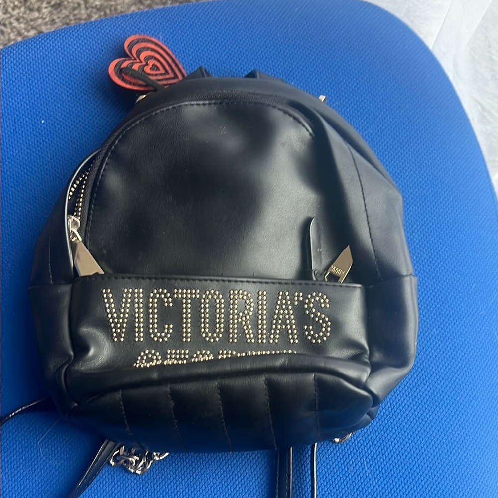 Victoria's Secret Black and Gold Backpack Sleek Design